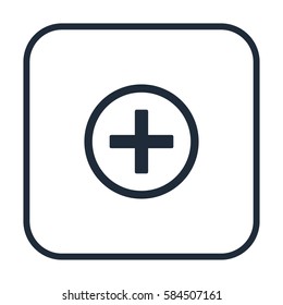 Plus icon in circle, web design element