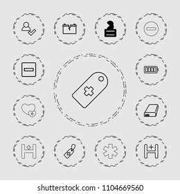 Plus icon. collection of 13 plus outline icons such as minus, add user, medical cross tag, hospital, battery, ful battery. editable plus icons for web and mobile.