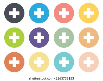 Plus icon collection vector illustration isolated on white