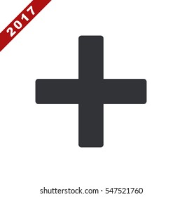 Plus icon, the cross, add, delete, close, zoom, vector  flat design style