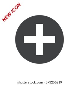 Plus icon, the cross, add, delete, close, zoom, vector  flat design style