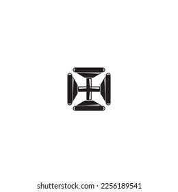 Plus icon. Cross sign. Simple style Christian holiday poster background symbol. Add button. Plus logo design element. Plus t-shirt printing. Vector for sticker.