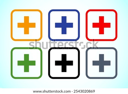 Plus icon design, Add icon set colorful design