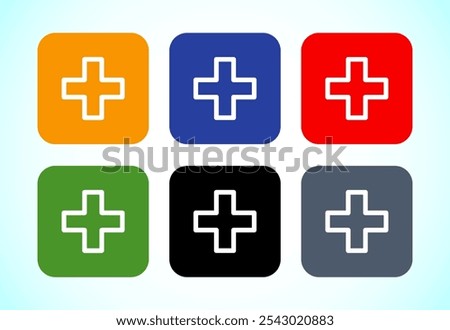 Plus icon design, Add icon set colorful design