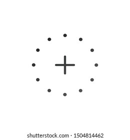 Plus Icon in dotted circle. Cross symbol for your web site design, logo, app, UI. Stock Vector illustration isolated on white background.