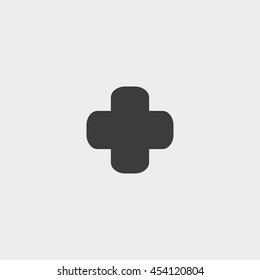 Plus icon in a flat design in black color. Vector illustration eps10