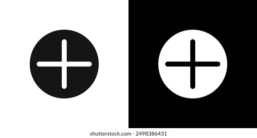 Plus icon flat line symbol set.