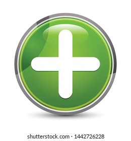 Plus icon isolated on elegant green round button vector illustration