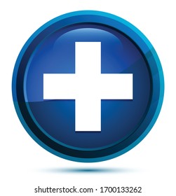 Plus icon isolated on elegant blue round button illustration