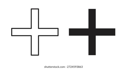 Plus icon with line and silhouette versions.