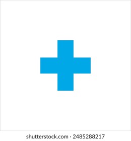 Logotipo de icono Plus en fondo azul y blanco