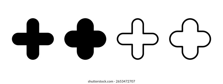 Design do logotipo do ícone Plus. Adicionar sinal de adição e símbolo