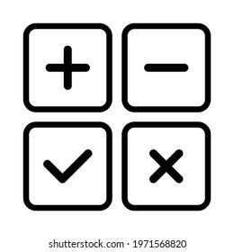 plus icon, minus icon, check mark icon, cross icon vector sign symbol