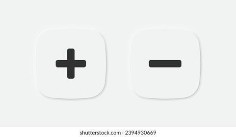 Plus icon. Minus sign. Add symbol. Remove symbols. Negative icons. Vector isolated sign.