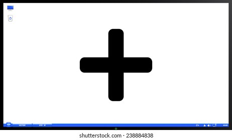 Plus icon on the screen monitor. Made vector illustration