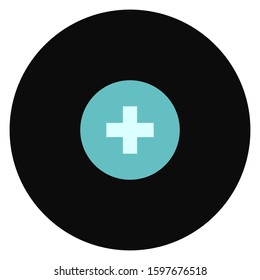 Plus icon from Primitive Round Buttons OverColor Set. This round flat button is drawn with white and gray colors on a white background.