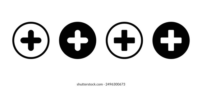 Plus icon set. Add icon. Addition sign. Medical Plus icon design on white background vector illustration