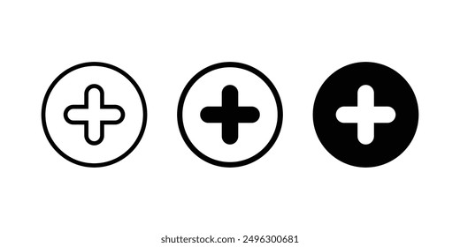 Plus icon set. Add icon. Addition sign. Medical Plus icon design on white background vector illustration