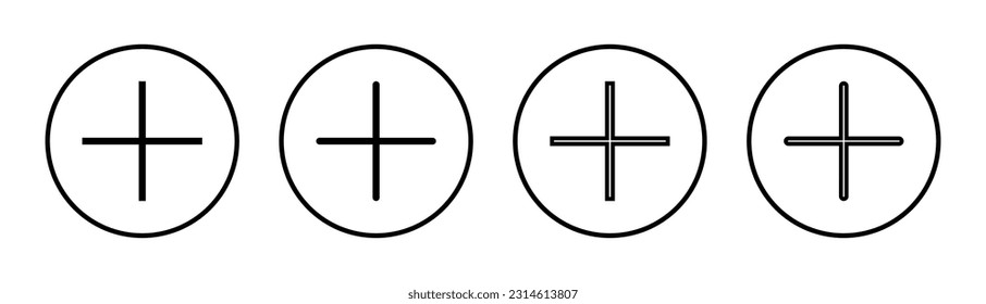 Plus Icon set illustration. Add plus sign and symbol