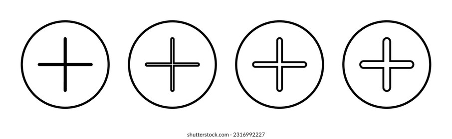 Plus Icon set illustration. Add plus sign and symbol
