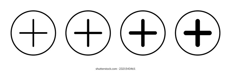 Plus Icon set illustration. Add plus sign and symbol