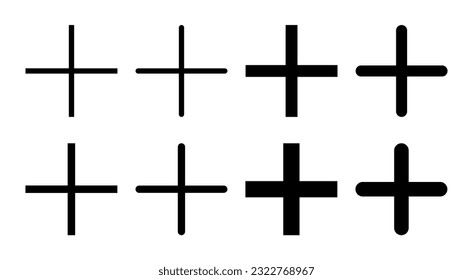 Plus Icon set illustration. Add plus sign and symbol
