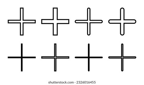 Plus Icon set illustration. Add plus sign and symbol