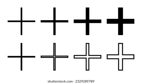 Plus Icon set illustration. Add plus sign and symbol