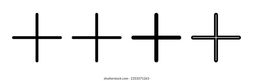 Más ilustración de conjunto de iconos. Añadir signo más y símbolo