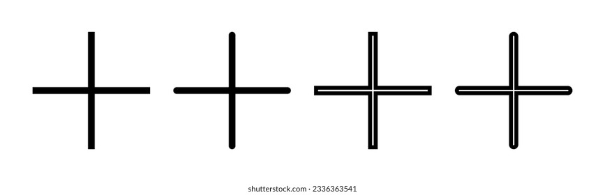 Más ilustración de conjunto de iconos. Añadir signo más y símbolo
