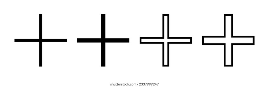 Plus Icon set illustration. Add plus sign and symbol