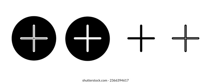 Plus Icon set illustration. Add plus sign and symbol