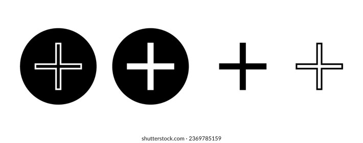 Más ilustración de conjunto de iconos. Añadir signo más y símbolo