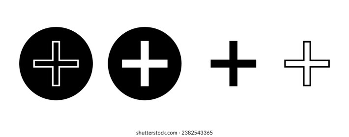 Más ilustración de conjunto de iconos. Añadir signo más y símbolo