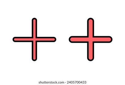 Plus Icon set illustration. Add plus sign and symbol