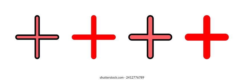Plus Icon set illustration. Add plus sign and symbol