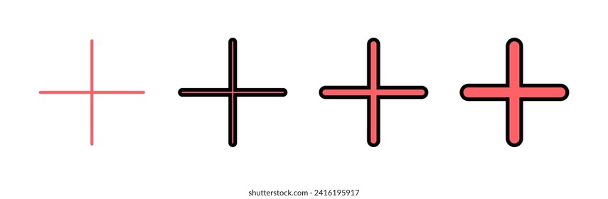 Más ilustración de conjunto de iconos. Añadir signo más y símbolo