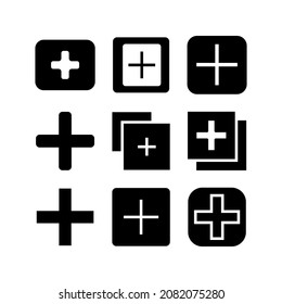 Plus icon set isolated on white background