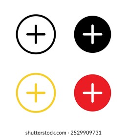 Plus icon set on white background. Vector illustration in flat style