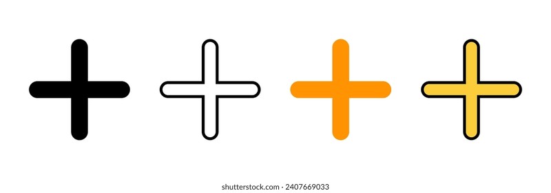 Plus Icon set vector. Add plus sign and symbol