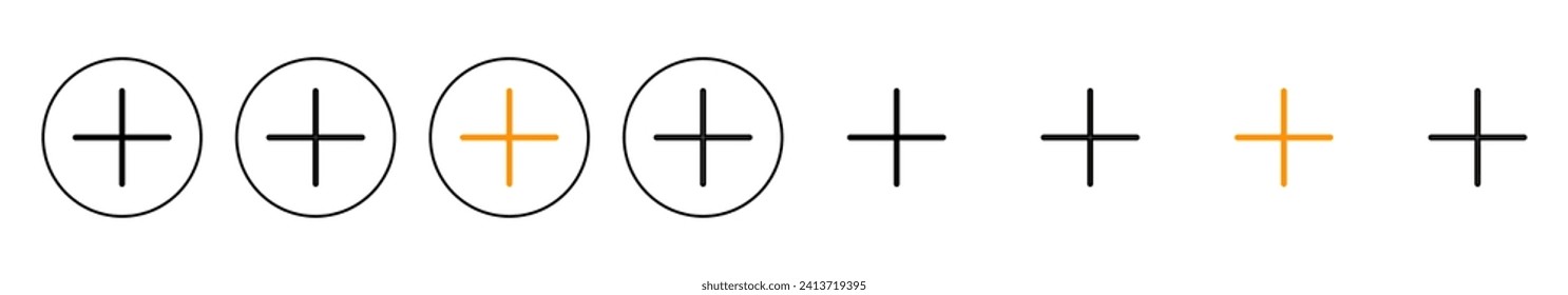 Plus Icon set vector. Add plus sign and symbol