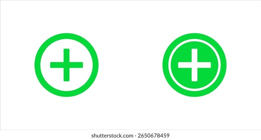 Vetor de conjunto de ícones de adição. Ícone Adicionar. Sinal de adição. ícone Médico Plus. ilustração vetorial no plano de fundo branco. ícone editável definido
