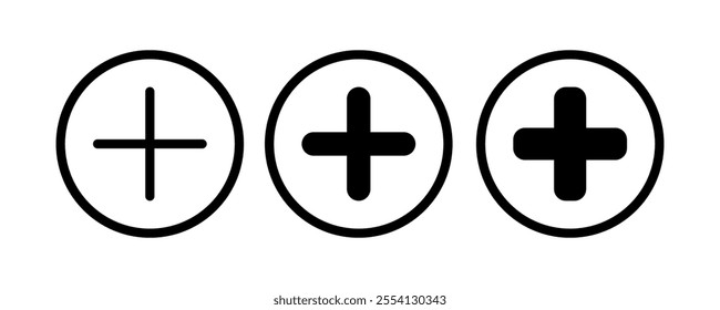 Plus icon set. Vector illustration.