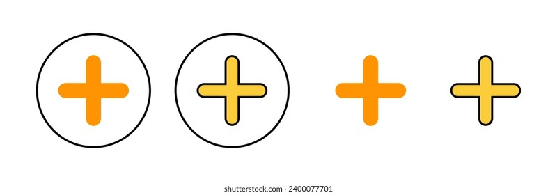 Plus Icon set para web y aplicación móvil. Añadir signo más y símbolo