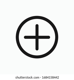 Plus icon simple add sign vector cross illustration - Vector