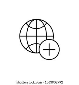 Plus icon. Simple line, outline vector of globe icons for ui and ux, website or mobile application