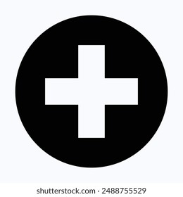 Plus icon simple vector. Add Button Icon Vector. Isolated Silhouette Vector Icon.
