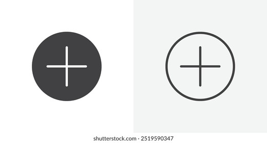 Plus icon. solid filled and stroke thin line style eps 10
