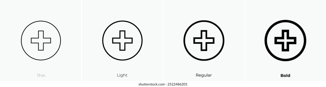 plus icon. Thin, Light Regular And Bold style design isolated on white background