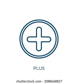 plus icon. Thin linear plus outline icon isolated on white background. Line vector plus sign, symbol for web and mobile
